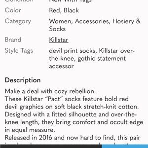 Killstar “Pact” Gothic Long Socks – Black & Red Devil Graphic Knit | Soft Cotton
